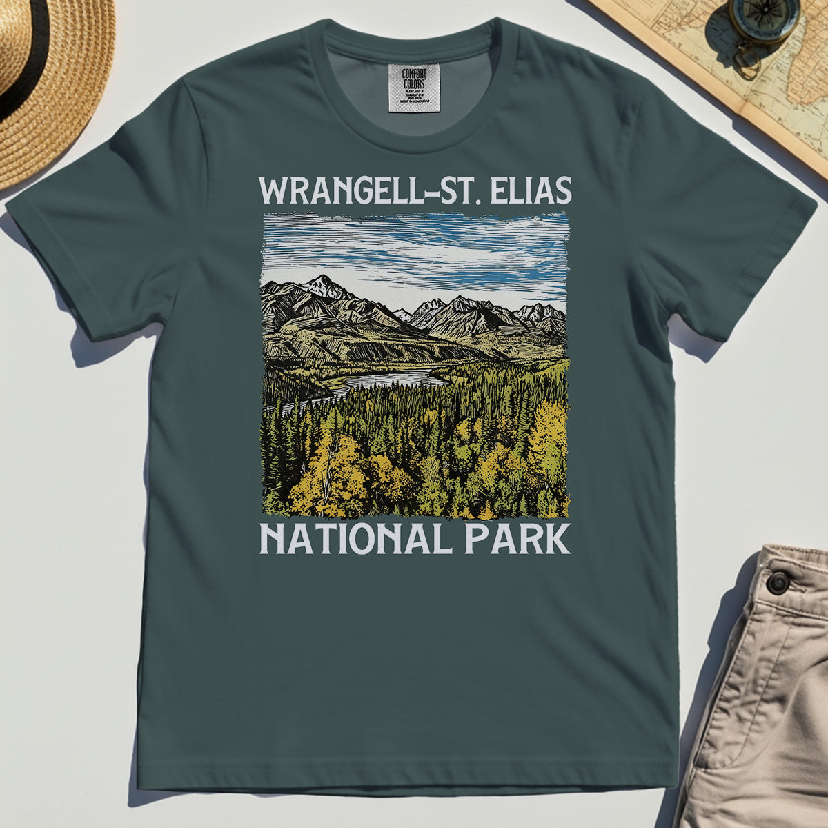 Alaska Mountain & Forest Wrangell-St. Elias National Park Comfort Tees 1