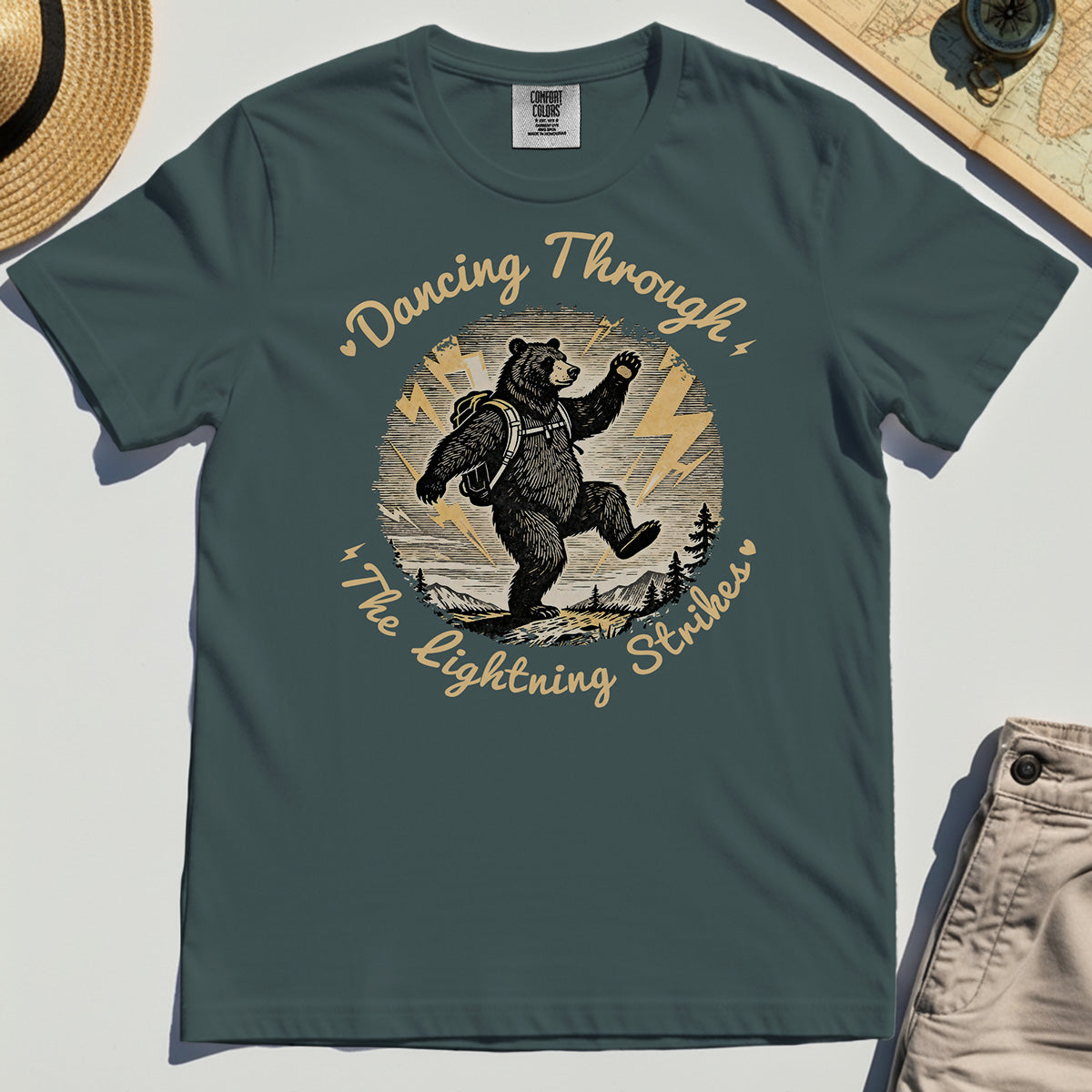Dancing Through The Lightning Strikes Camping Bears Comfort Color Tee 4