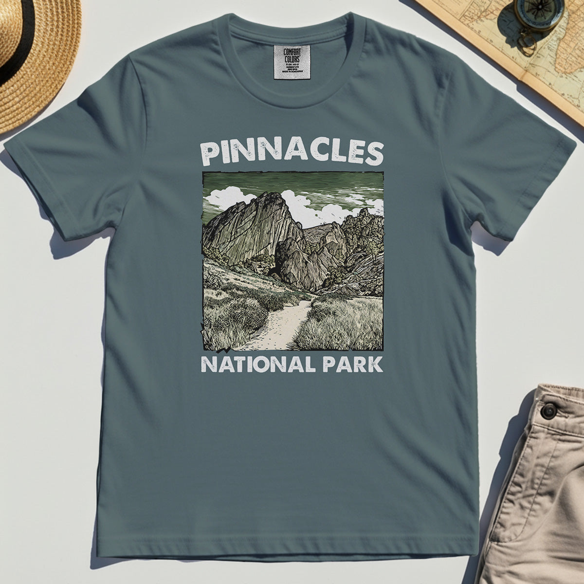 Pinnacles National Park Comfort Tee, Vintage Nature Camping Adventure Comfort Tee 4