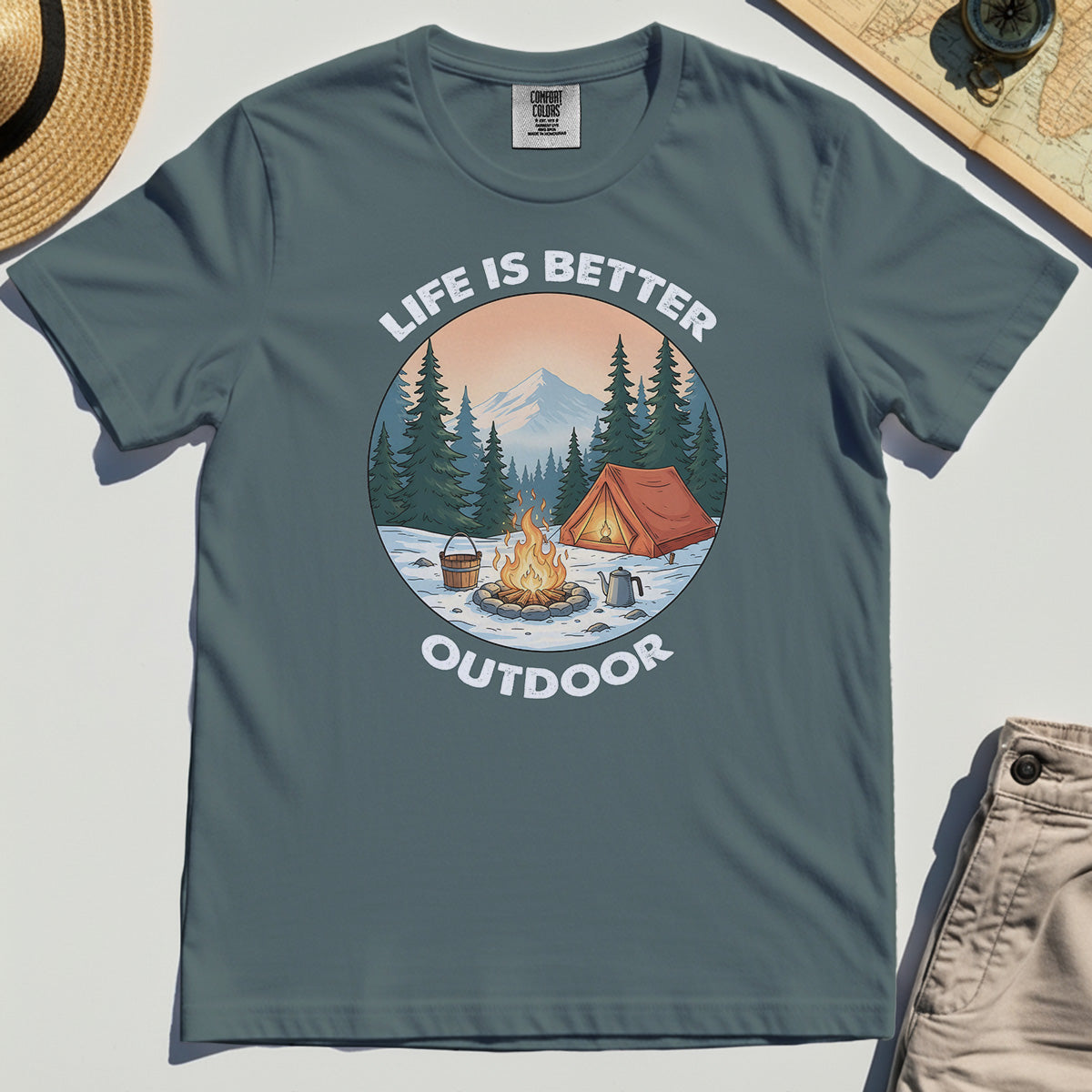Funny Camping Life Is Better Outdoor Comfort Tee, Vintage Camping Comfort Color Tee For Outdoor Adventure Lovers 5
