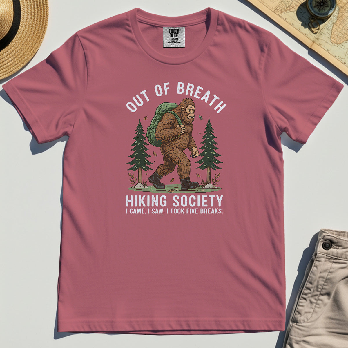 Out of Breath Hiking Society Comfort Tee, Funny Sasquatch Outdoor Camping Comfort Color Tee 4