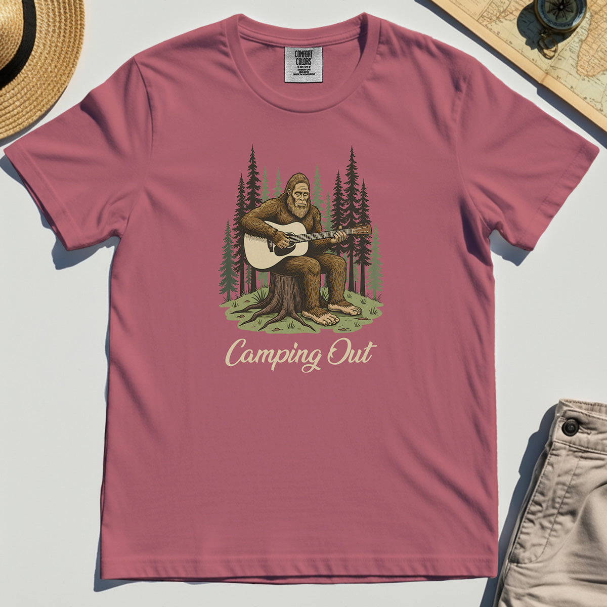 "Camping Out" Funny Bigfoot Camping Comfort Tee 5