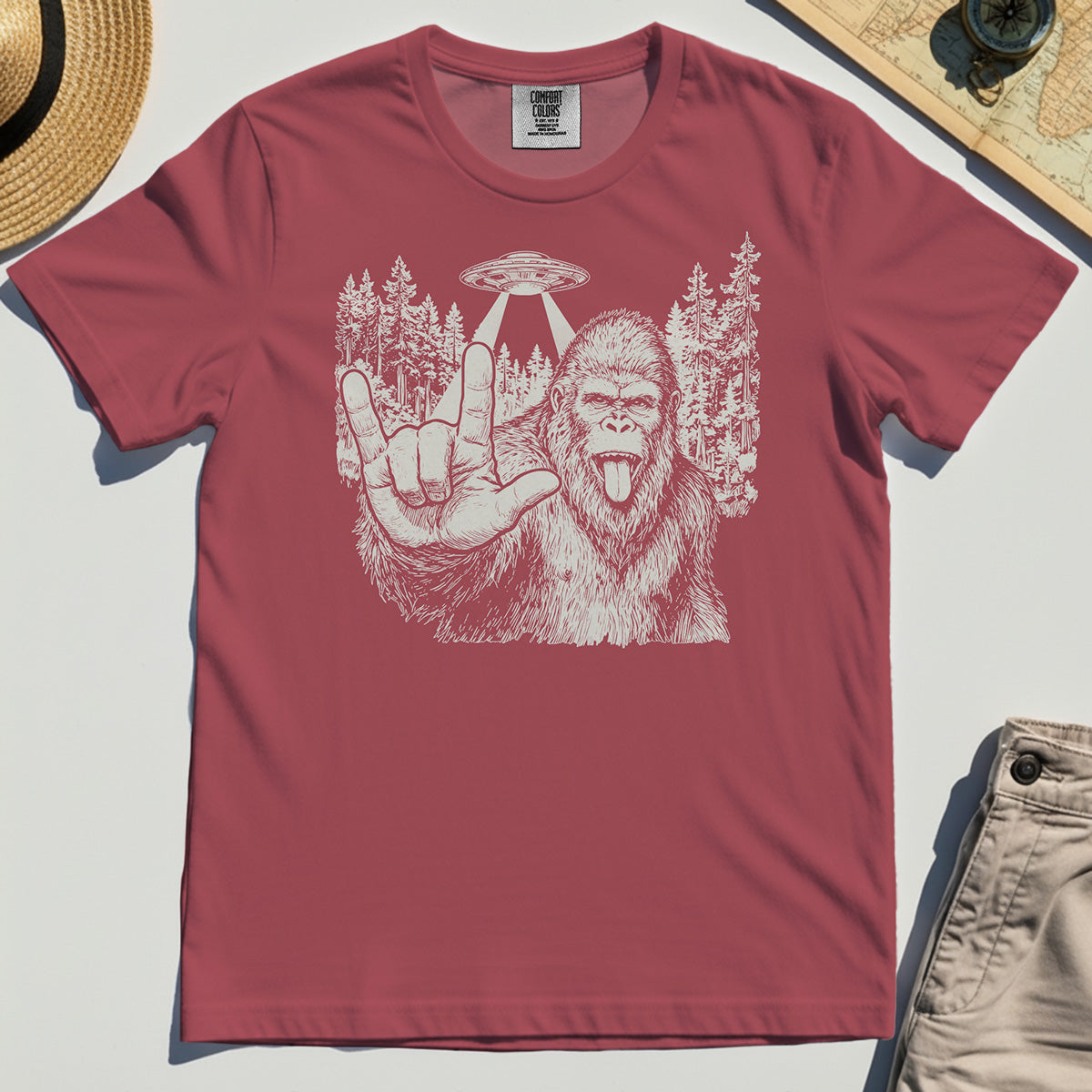 Funny Bigfoot Rock On Comfort Tee 4