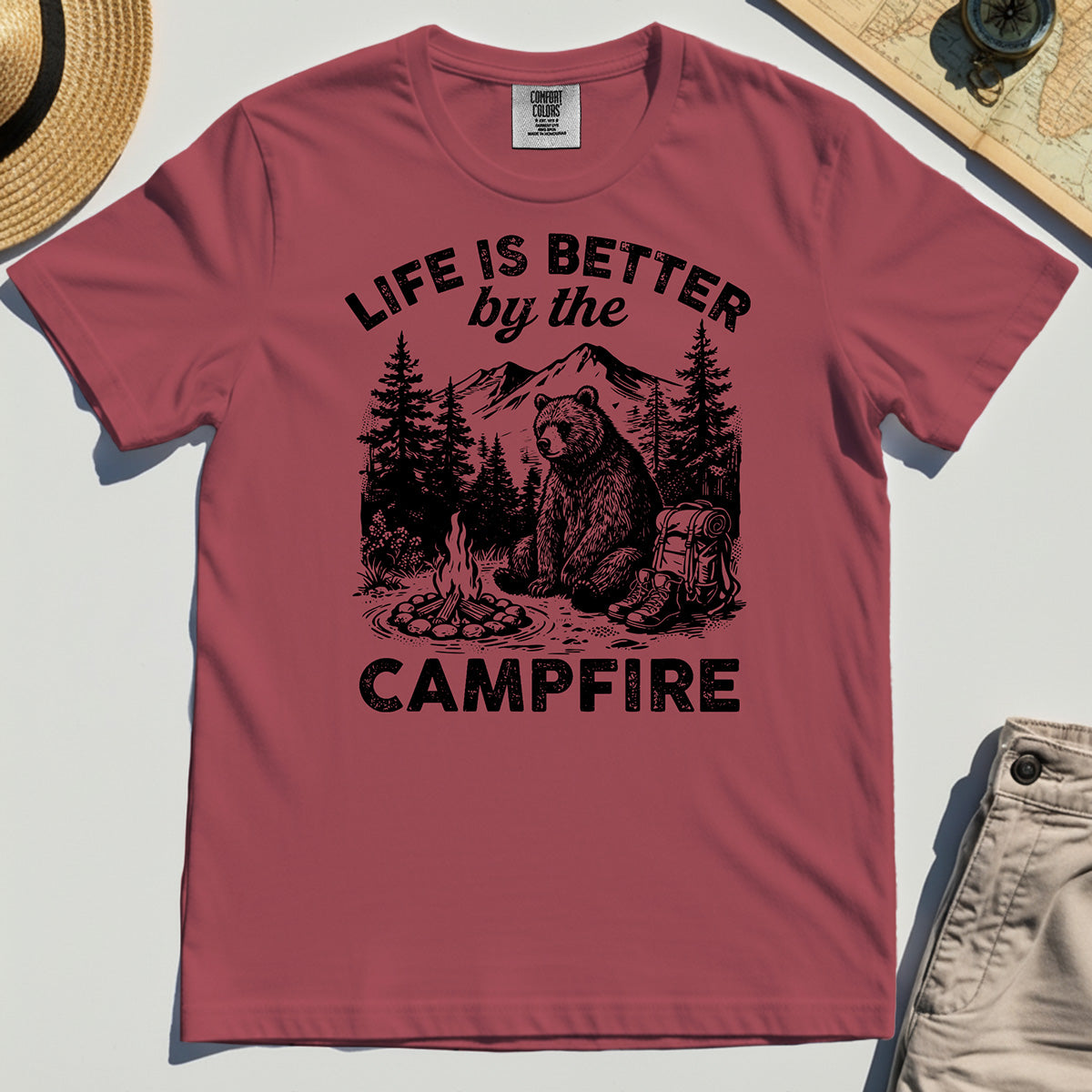 "Life Is Better By The Campfire" Quote Comfort Tee 4