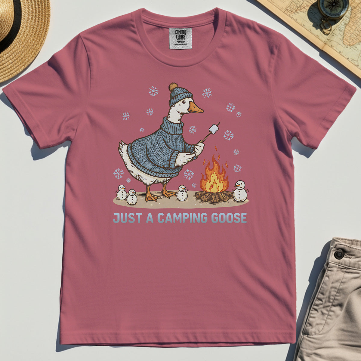 Funny Goose 'Just A Camping Goose' Outdoor Holiday Comfort Color T-Shirts 4