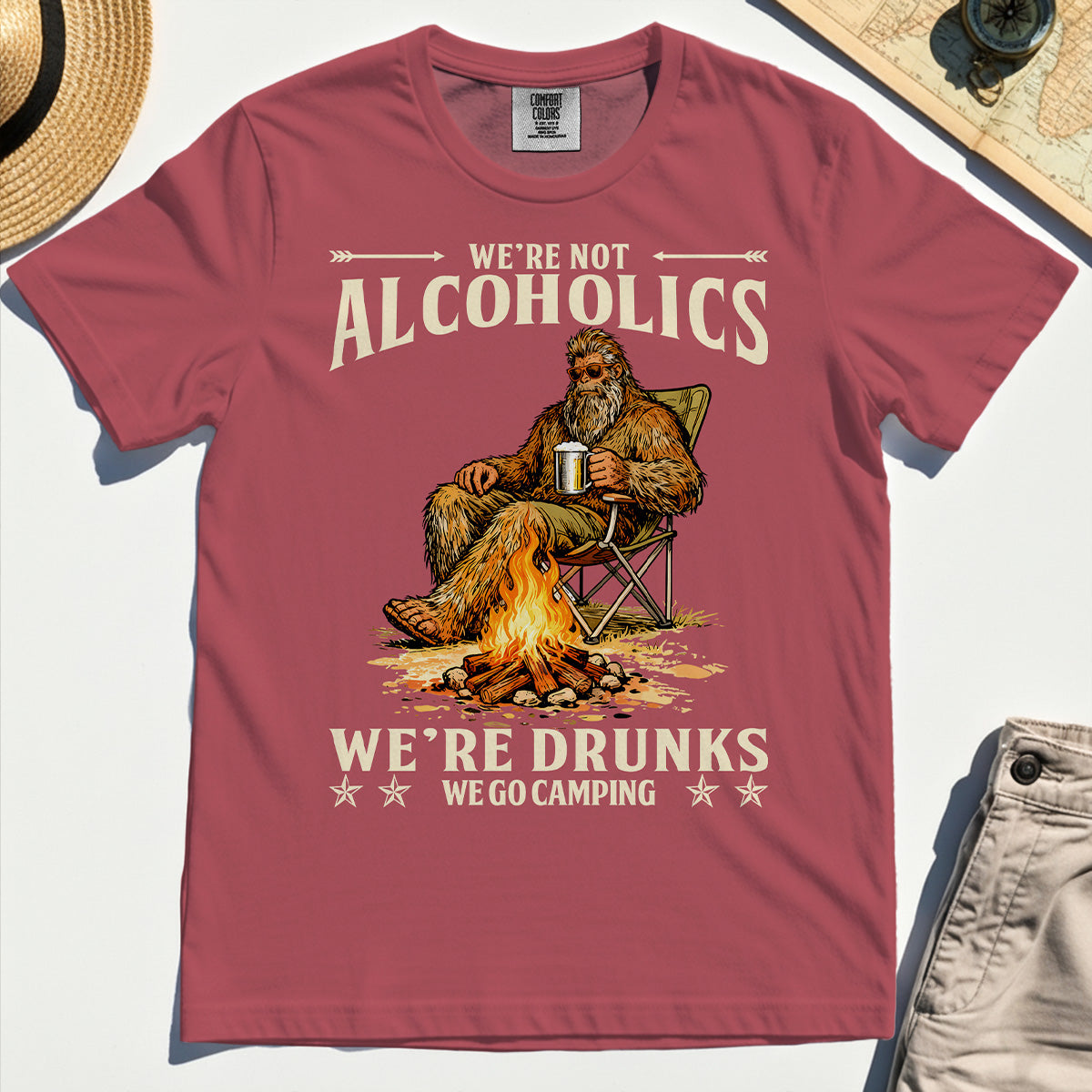 We’re Not Alcoholics We’re Drunks We Go Camping Comfort Tee, Funny Camping Beer Comfort Color Tees 4