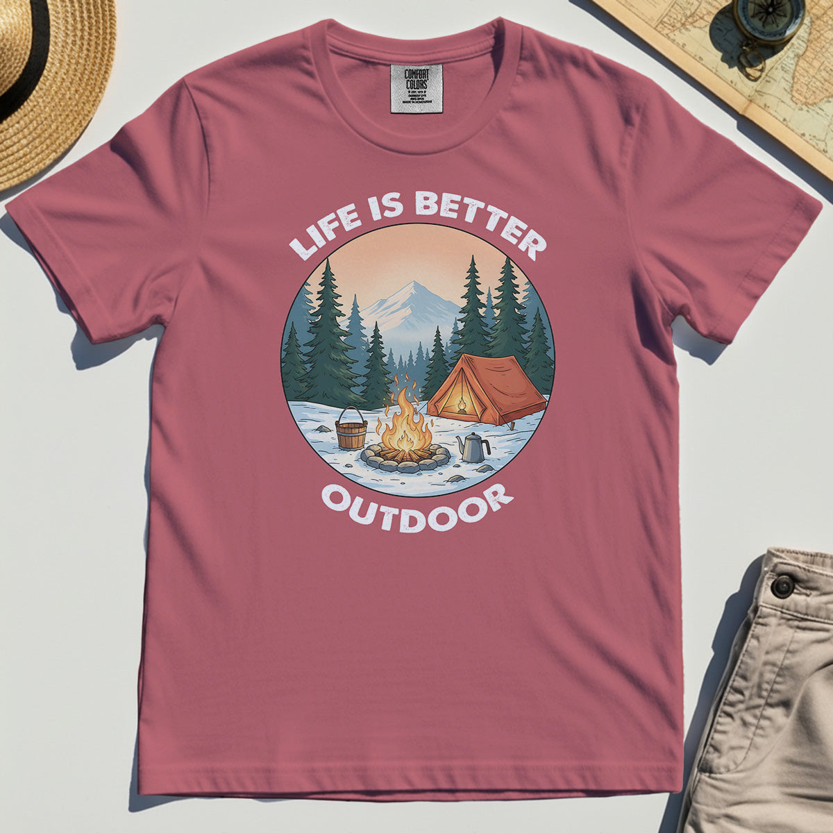 Funny Camping Life Is Better Outdoor Comfort Tee, Vintage Camping Comfort Color Tee For Outdoor Adventure Lovers 6