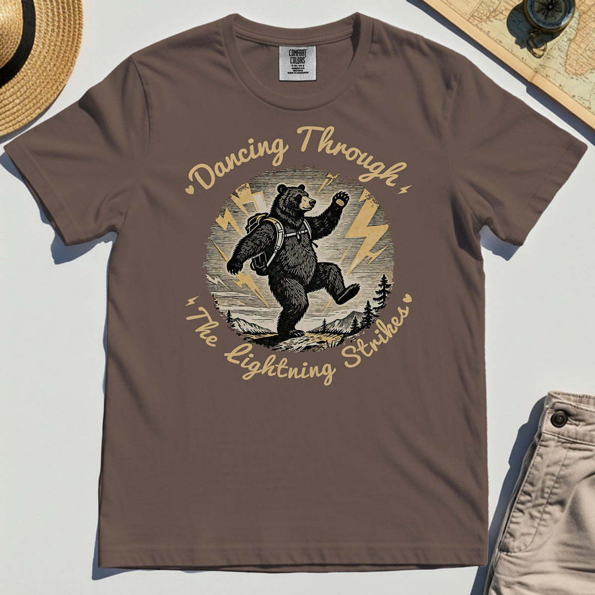 Dancing Through The Lightning Strikes Camping Bears Comfort Color Tee 5