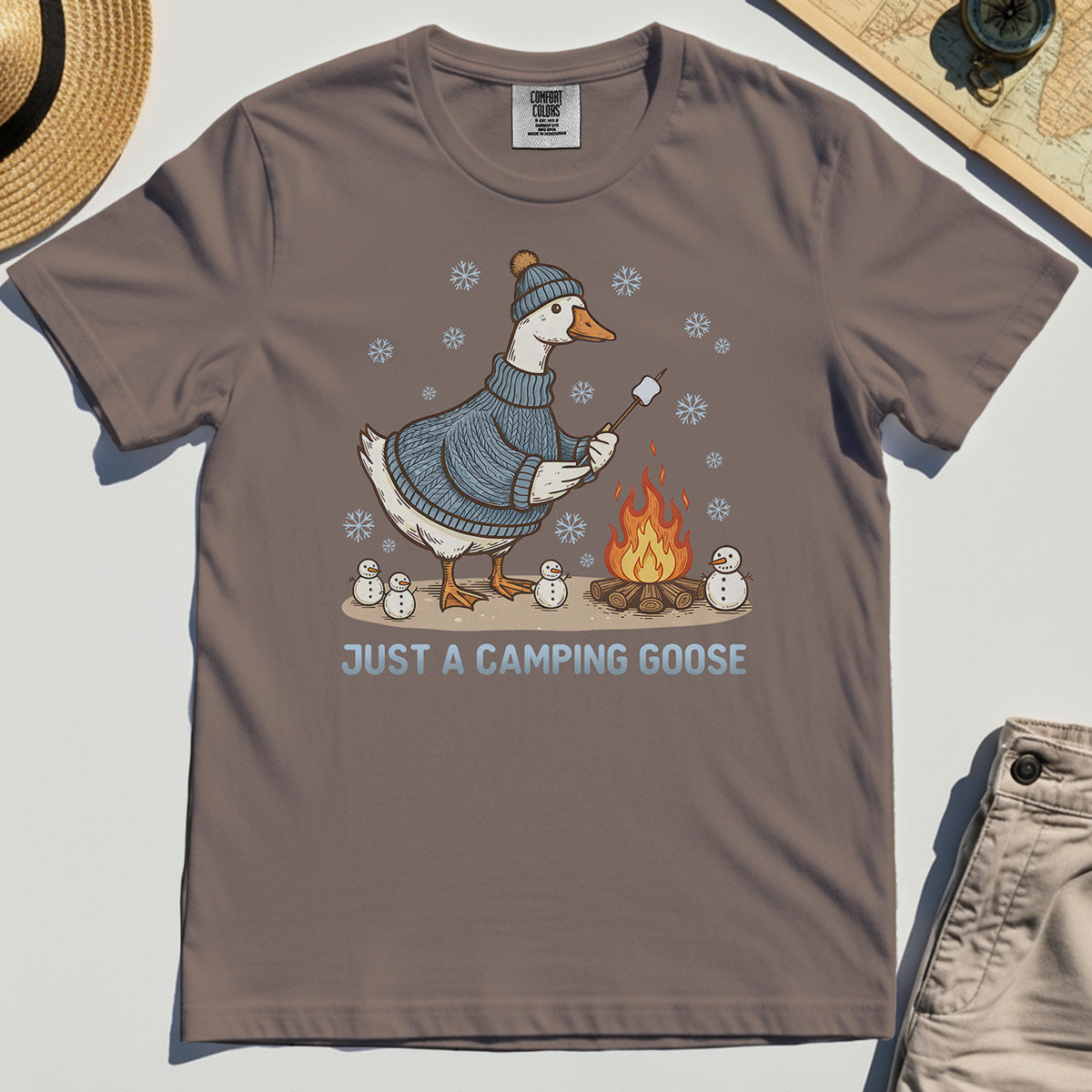 Funny Goose 'Just A Camping Goose' Outdoor Holiday Comfort Color T-Shirts 5