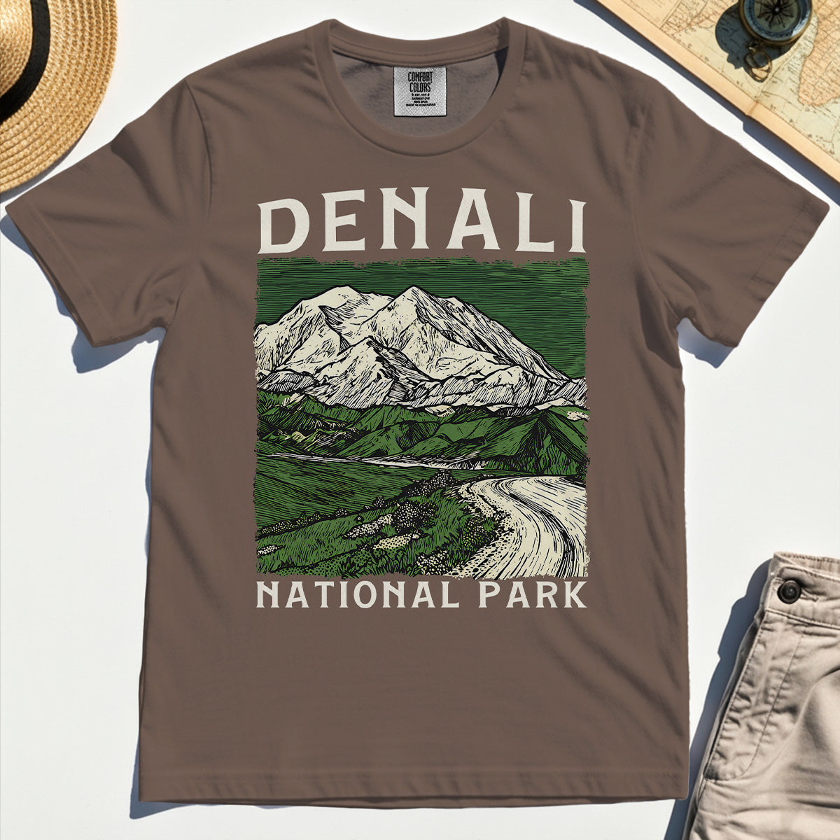 Denali National Park Comfort Tee, National Park Mountain Landscape Comfort Color Tee 5
