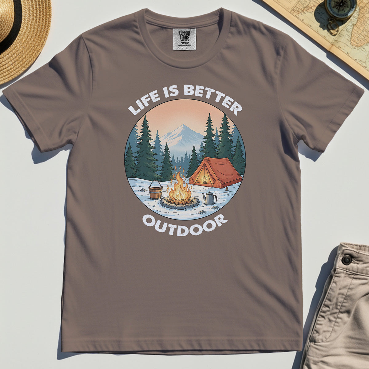 Funny Camping Life Is Better Outdoor Comfort Tee, Vintage Camping Comfort Color Tee For Outdoor Adventure Lovers 7