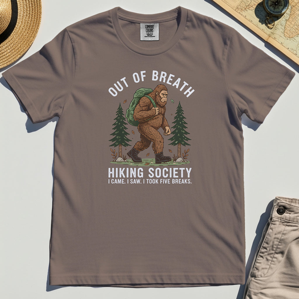 Out of Breath Hiking Society Comfort Tee, Funny Sasquatch Outdoor Camping Comfort Color Tee 5