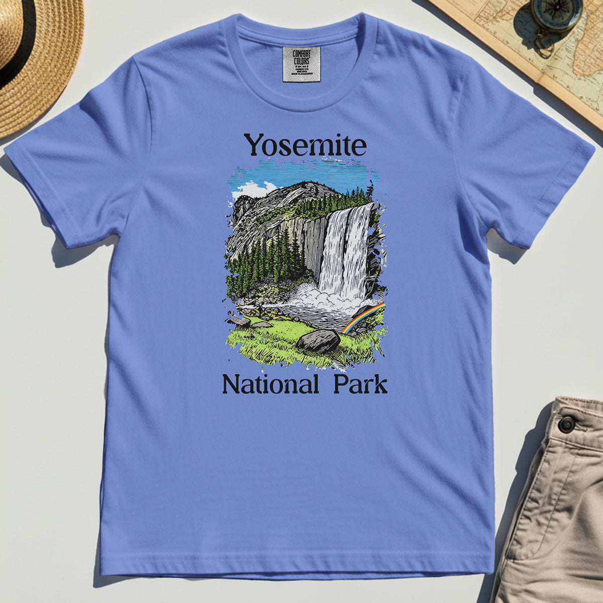 Yosemite Waterfall Vintage Comfort Color Tee, Scenic National Park Graphic Comfort Tee, Hiking Gift 6