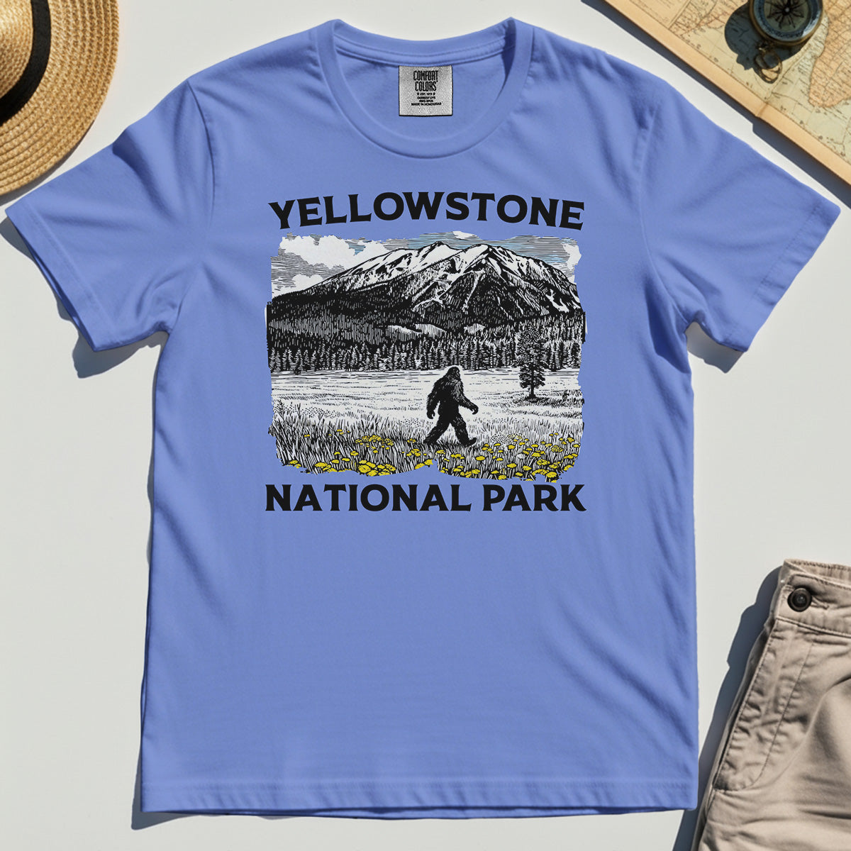 Yellowstone National Park Comfort Color Tee, Bigfoot Hiking Graphic 6