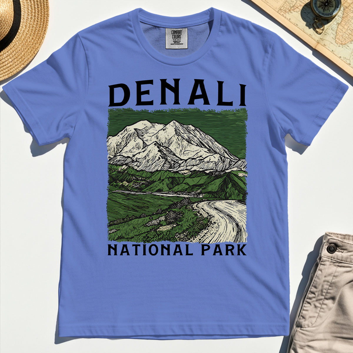 Denali National Park Comfort Tee, National Park Mountain Landscape Comfort Color Tee 6