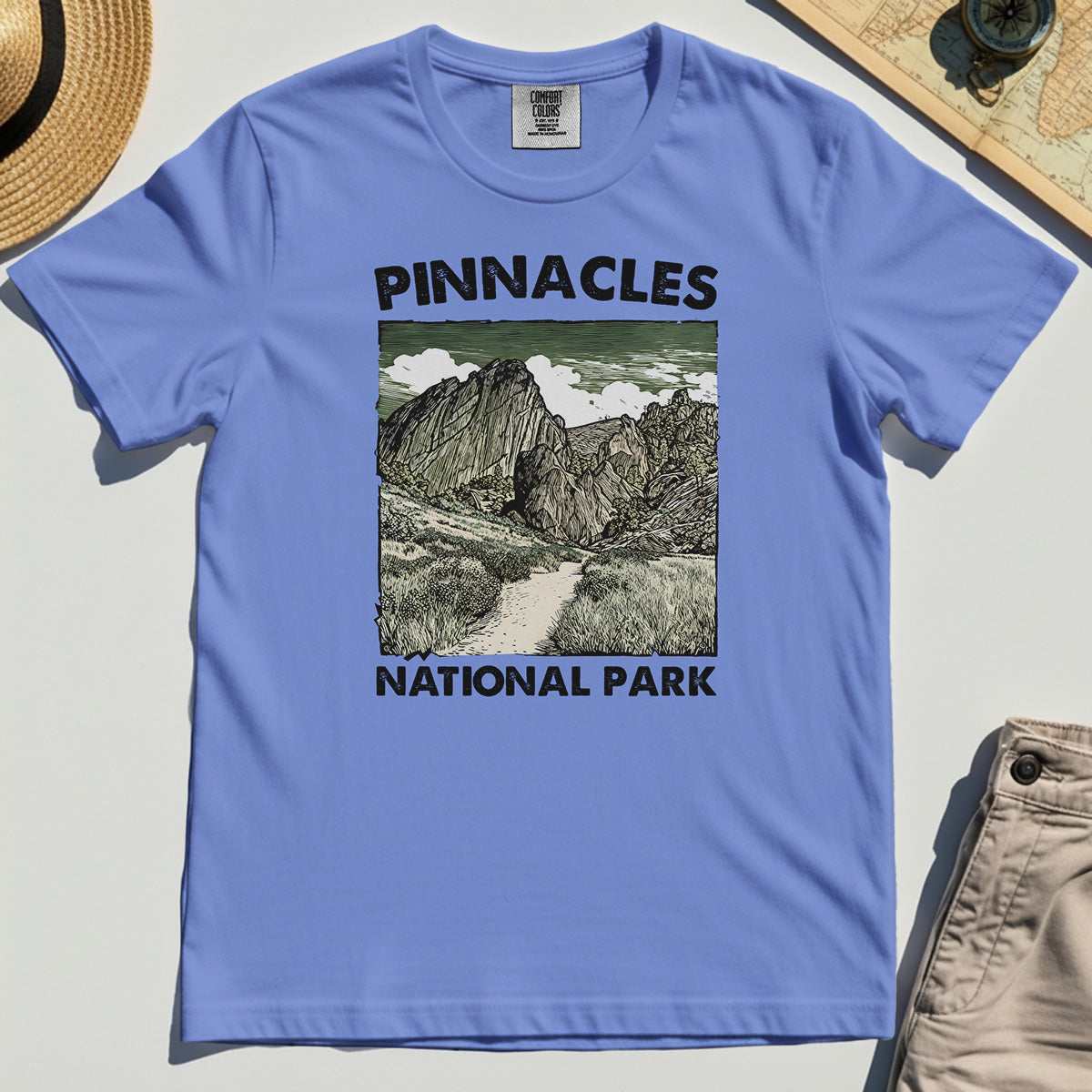 Pinnacles National Park Comfort Tee, Vintage Nature Camping Adventure Comfort Tee 7