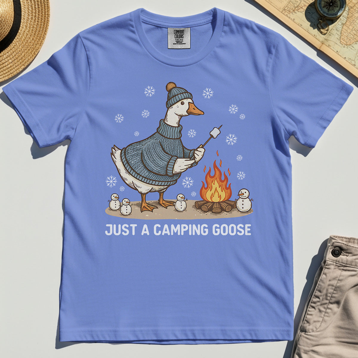 Funny Goose 'Just A Camping Goose' Outdoor Holiday Comfort Color T-Shirts 6