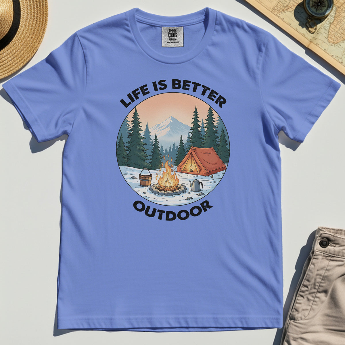 Funny Camping Life Is Better Outdoor Comfort Tee, Vintage Camping Comfort Color Tee For Outdoor Adventure Lovers 1