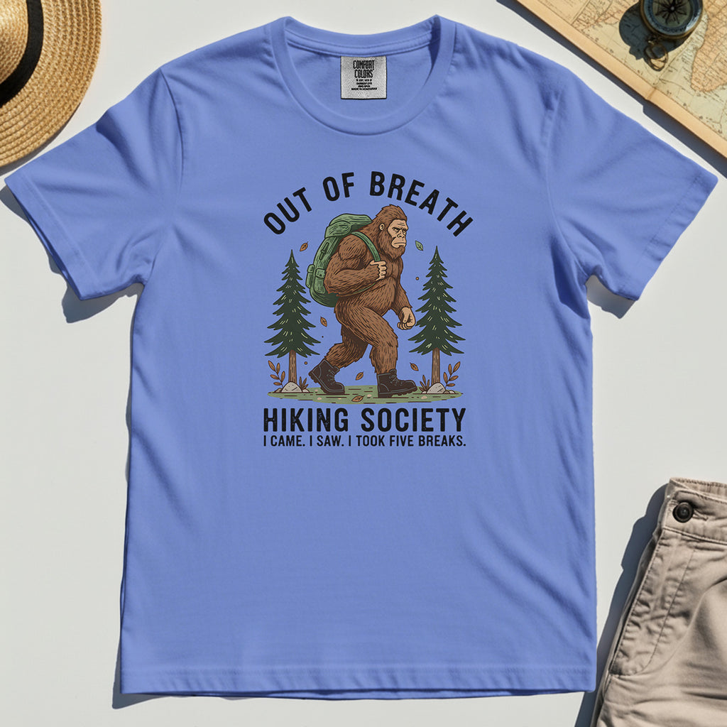 Out of Breath Hiking Society Comfort Tee, Funny Sasquatch Outdoor Camping Comfort Color Tee 6