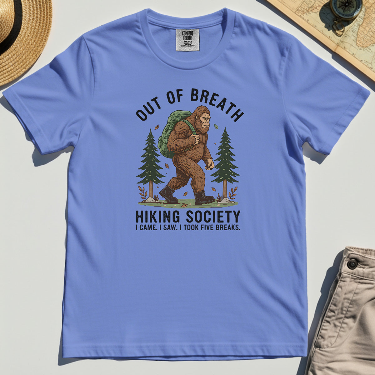 Out of Breath Hiking Society Comfort Tee, Funny Sasquatch Outdoor Camping Comfort Color Tee 6