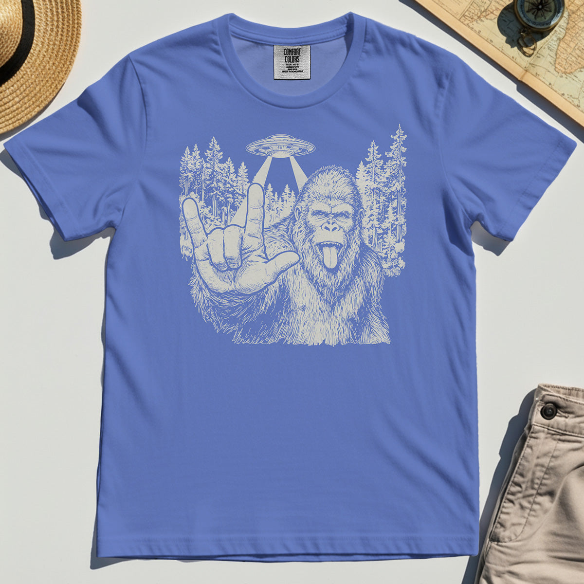 Funny Bigfoot Rock On Comfort Tee 6