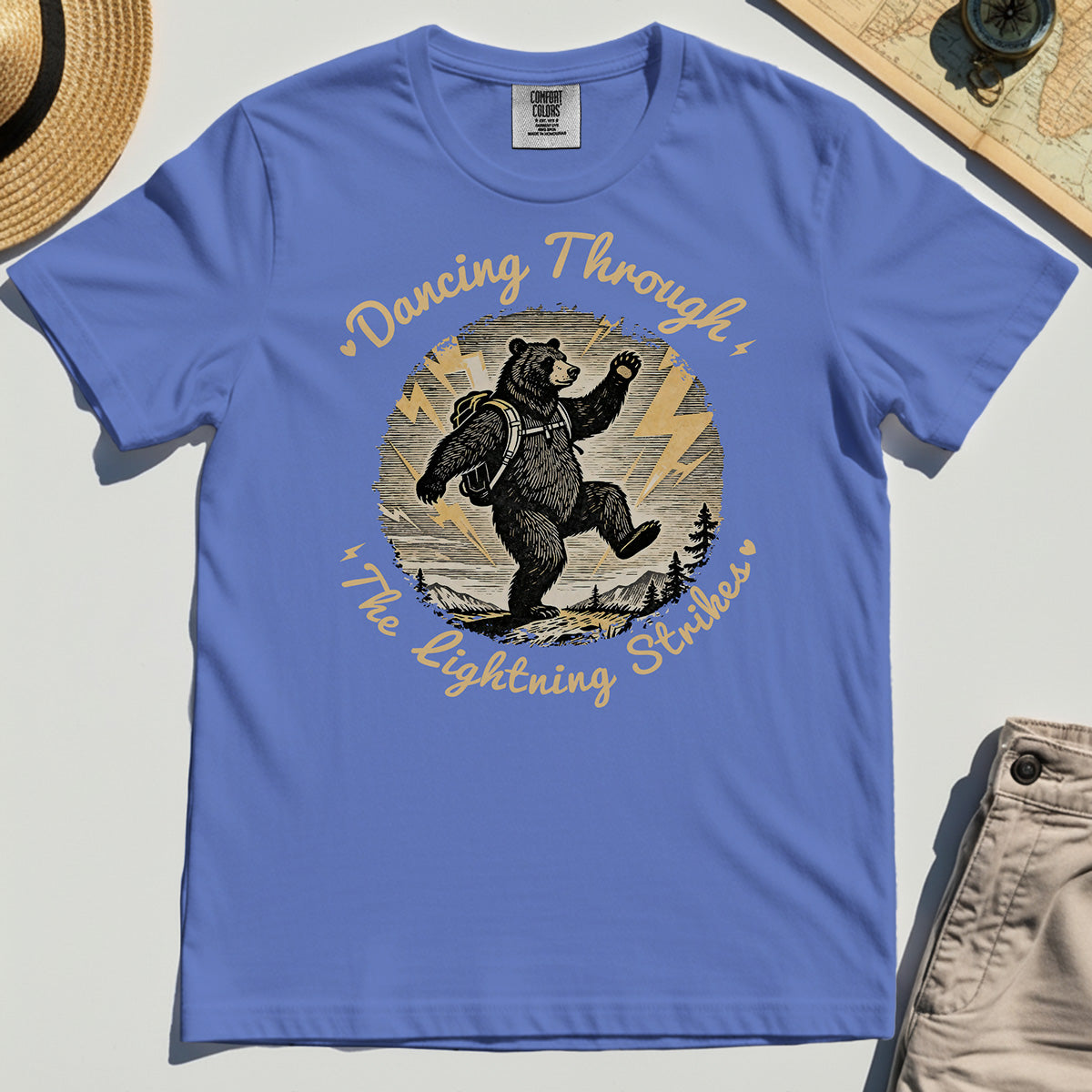 Dancing Through The Lightning Strikes Camping Bears Comfort Color Tee 6