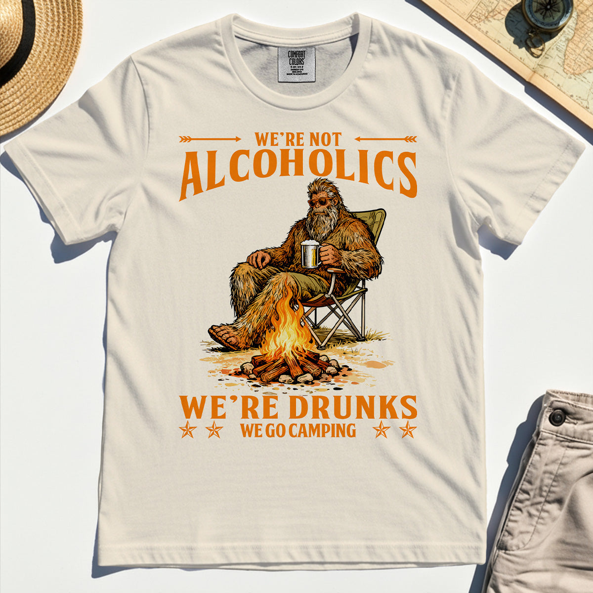 We’re Not Alcoholics We’re Drunks We Go Camping Comfort Tee, Funny Camping Beer Comfort Color Tees 7