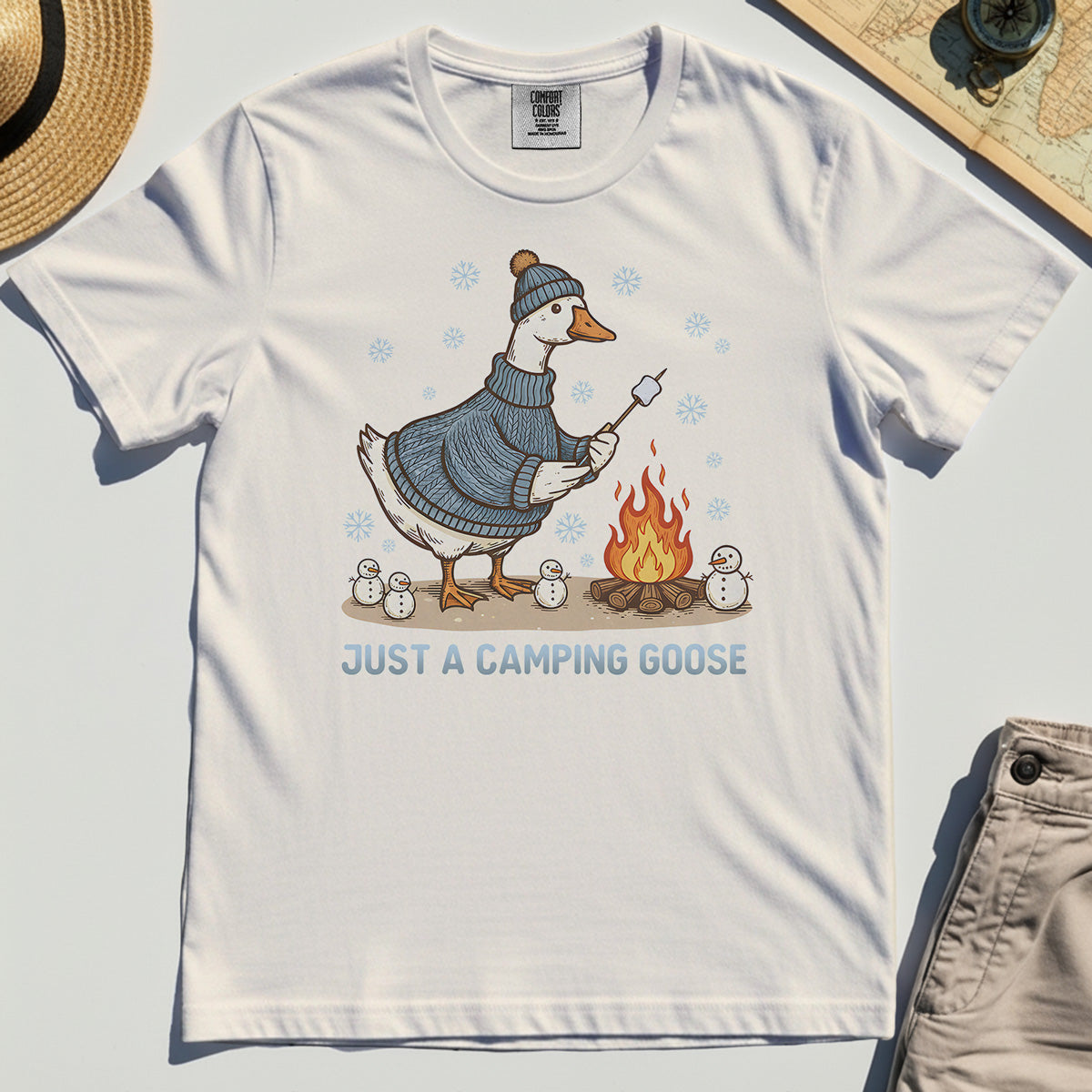 Funny Goose 'Just A Camping Goose' Outdoor Holiday Comfort Color T-Shirts 7