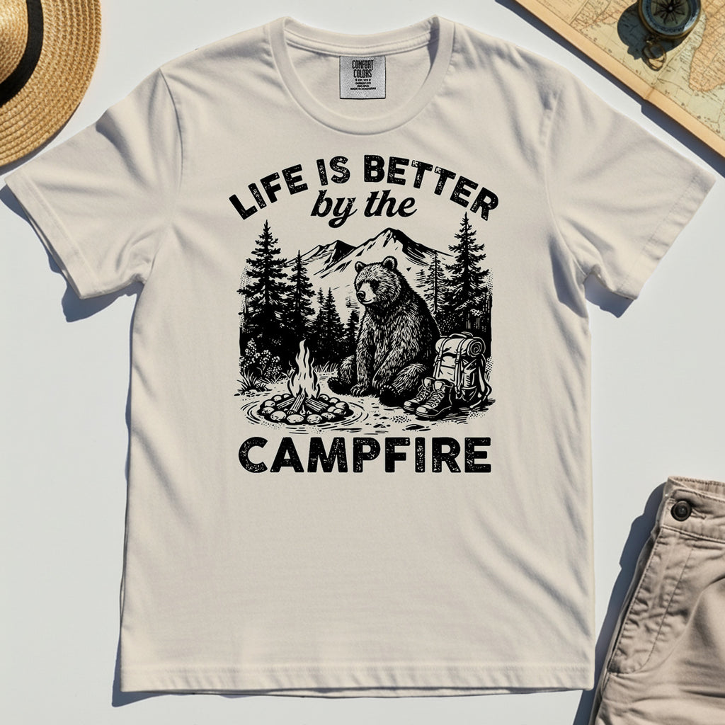 "Life Is Better By The Campfire" Quote Comfort Tee 7