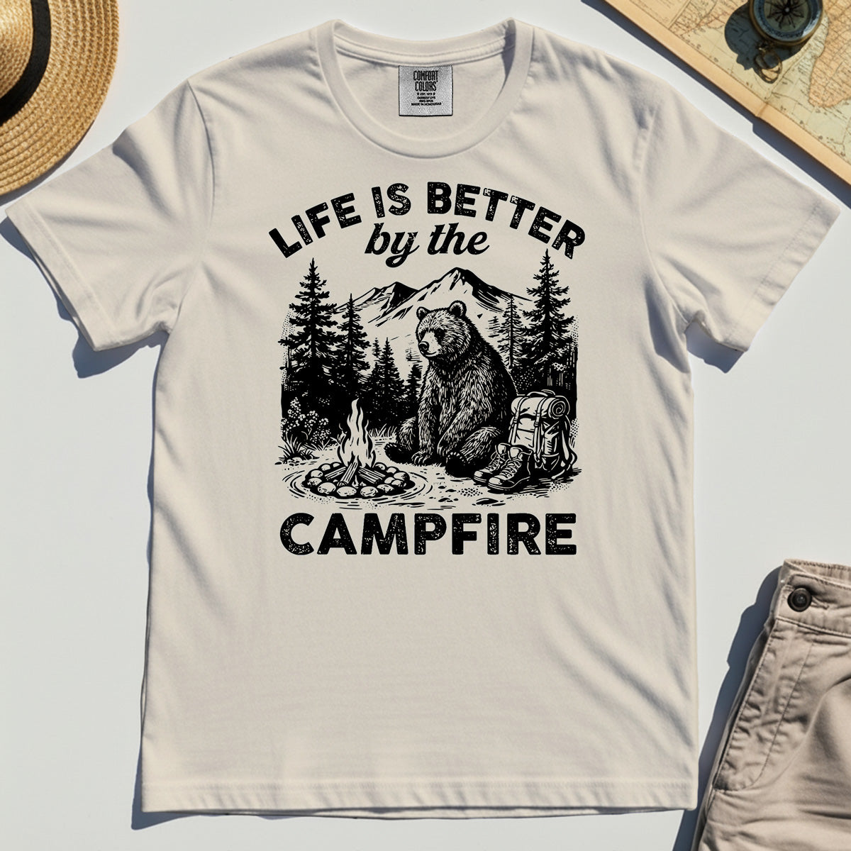 "Life Is Better By The Campfire" Quote Comfort Tee 7