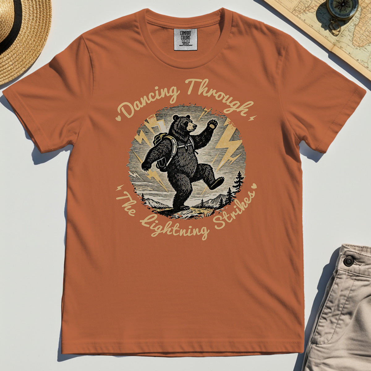 Dancing Through The Lightning Strikes Camping Bears Comfort Color Tee 8