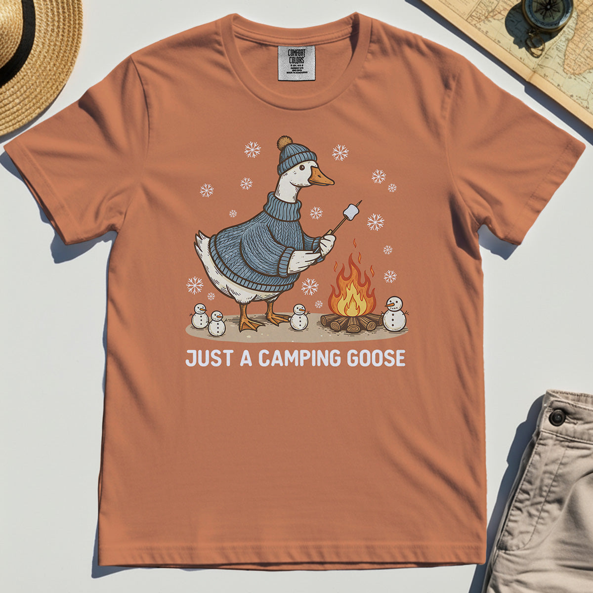 Funny Goose 'Just A Camping Goose' Outdoor Holiday Comfort Color T-Shirts 8