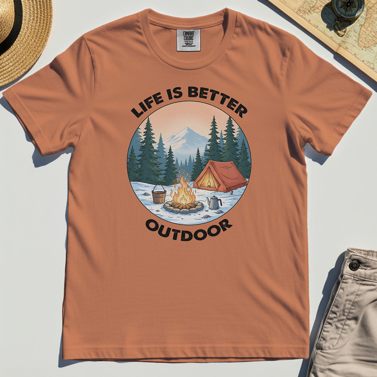 Funny Camping Life Is Better Outdoor Comfort Tee, Vintage Camping Comfort Color Tee For Outdoor Adventure Lovers 8