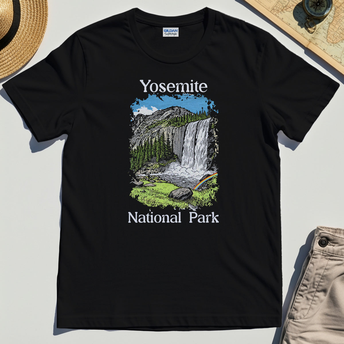 Yosemite Waterfall Vintage Tee, Scenic National Park Graphic Shirt, Hiking Gift 3