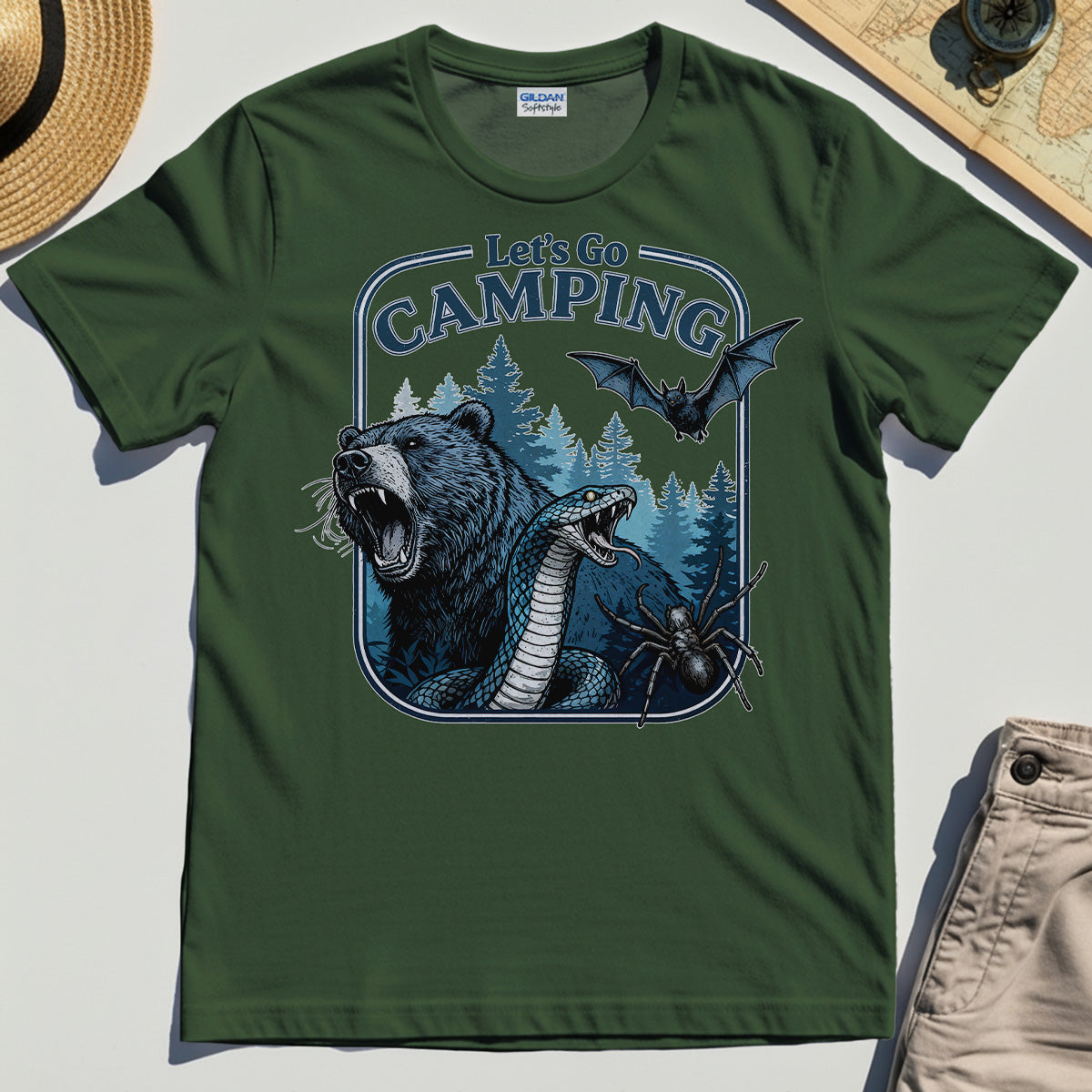 Let’s Go Camping T-Shirt, Funny Outdoor Adventure Shirt for Hikers and Campers 4