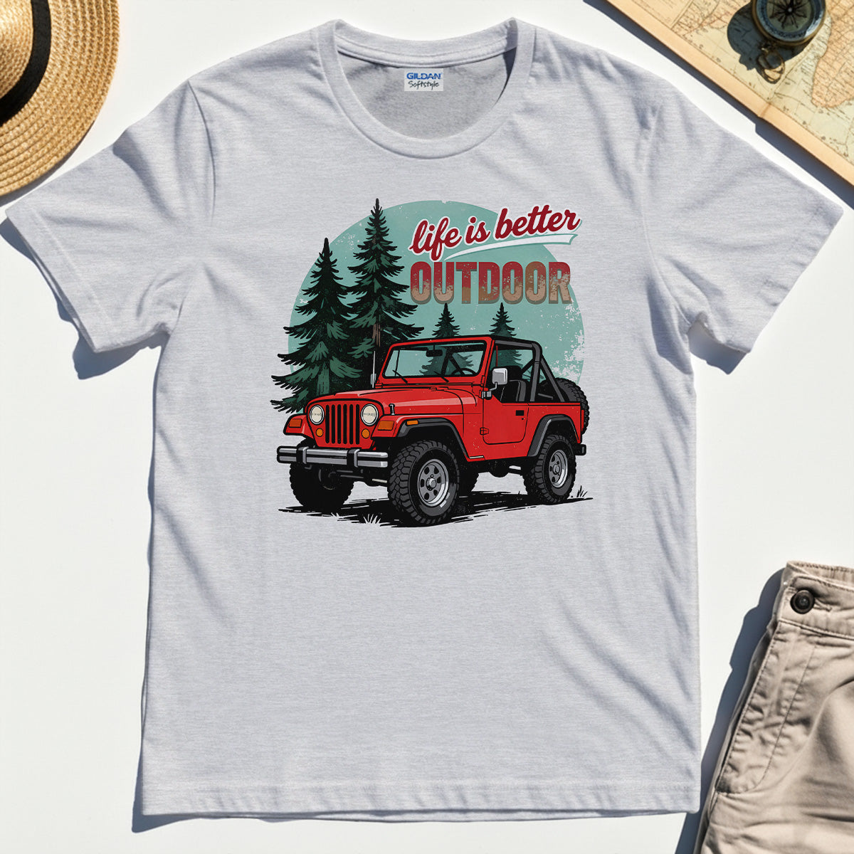 "Life Is Better Outdoor" T-Shirt, Adventure Off-Road Camping Outdoor Tee 4