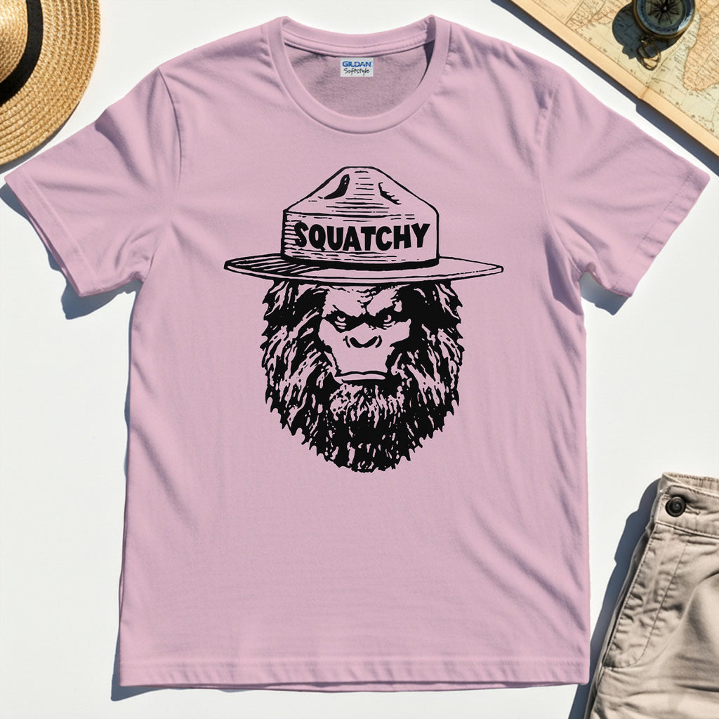 Sasquatch "SQUATCHY" Funny Bigfoot Tee, Retro Line Art Bigfoot Face Tee For Camping Lovers 5