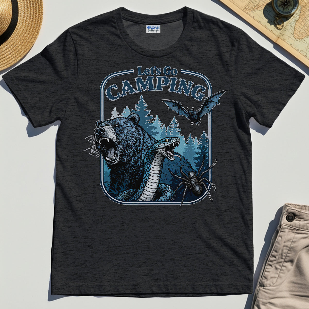 Let’s Go Camping T-Shirt, Funny Outdoor Adventure Shirt for Hikers and Campers 6