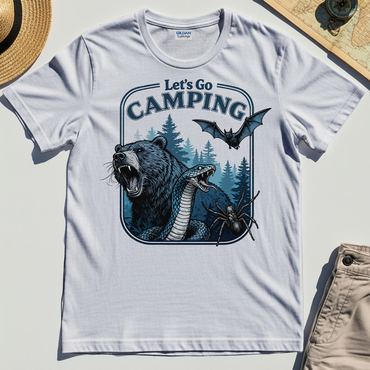 Let’s Go Camping T-Shirt, Funny Outdoor Adventure Shirt for Hikers and Campers 7
