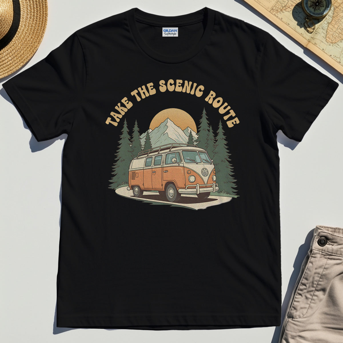 Take The Scenic Route T-Shirt, Vintage Road Trip Tee For Travelers And Adventure Lovers 2