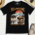 Yellowstone National Park T-Shirt, Vintage Bison Sunset Mountain Shirt For Campers 2