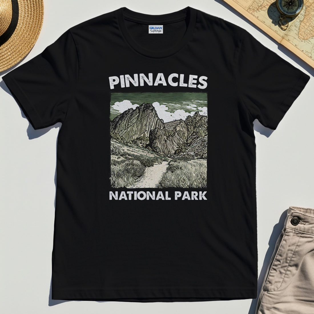 Pinnacles National Park T-Shirt, Vintage Nature Camping Adventure Tee 1