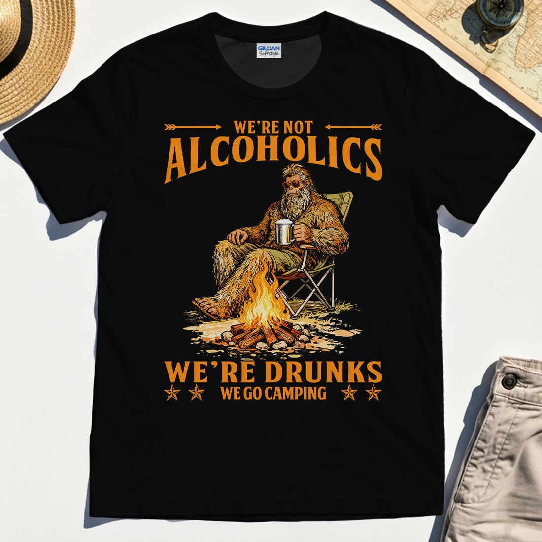 We’re Not Alcoholics We’re Drunks We Go Camping T-Shirt, Funny Camping Beer Shirt 1