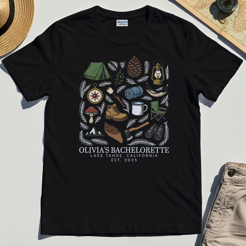 Bachelorette Camping Trip T-Shirt, Bride Tribe Camping Trip Shirt For Lake Tahoe 2