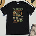 Camper’s Family Vacation T-Shirt, Funny Outdoor Campfire Coffee Trail Mix Adventure Tee 1