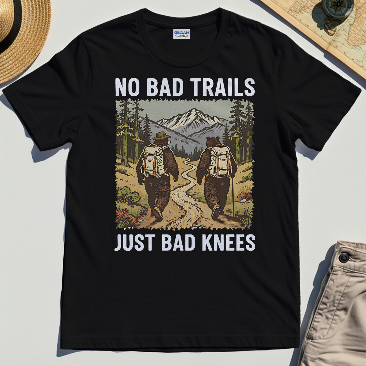 No Bad Trails Just Bad Knees Hiking T-Shirts 2