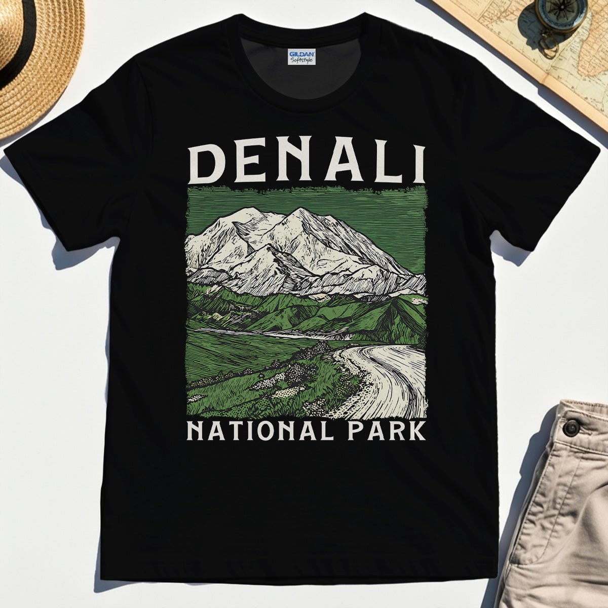 Denali National Park Shirt, National Park Mountain Landscape T-Shirt 1