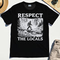Bigfoot Respect The Locals Shirt, Vintage Waterfall Hiking Graphic Tee for Camper And Adventurers 1