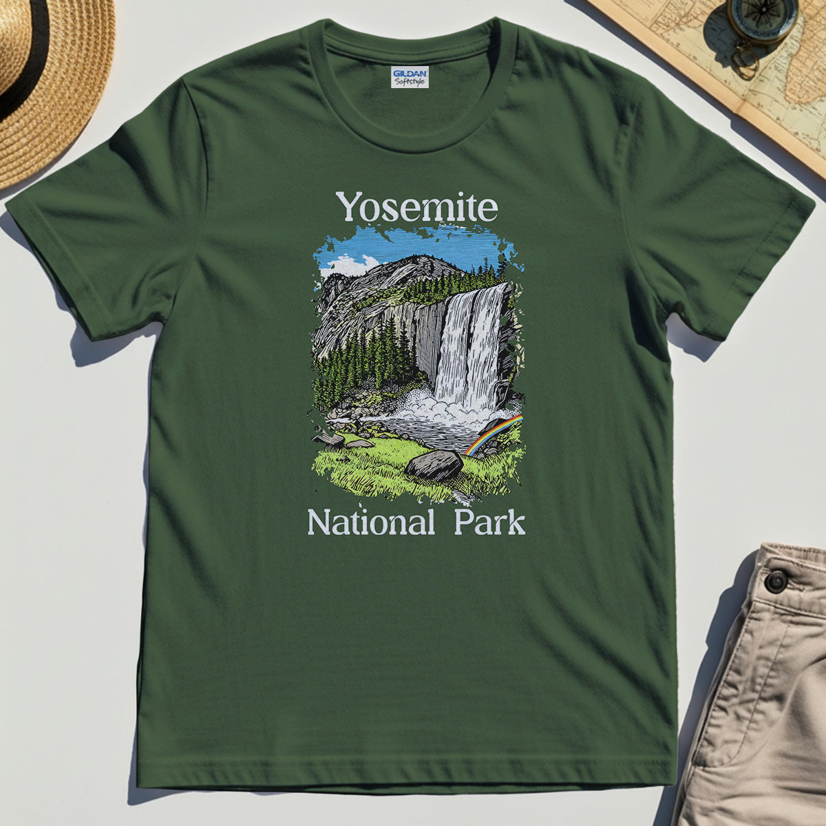 Yosemite Waterfall Vintage Tee, Scenic National Park Graphic Shirt, Hiking Gift 1