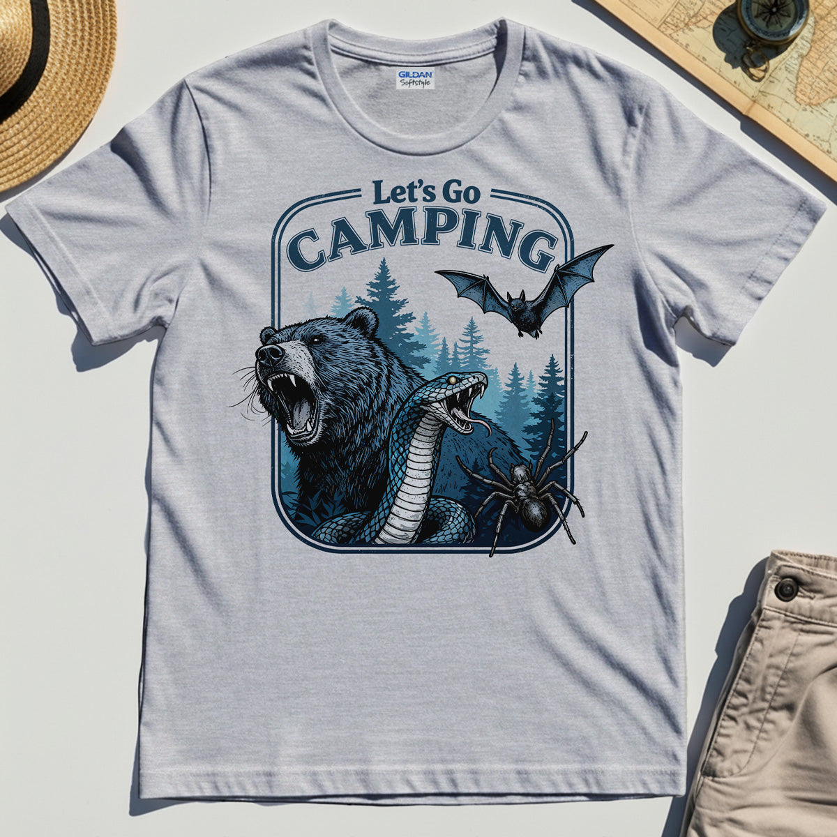 Let’s Go Camping T-Shirt, Funny Outdoor Adventure Shirt for Hikers and Campers 8